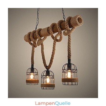 Amerikanischer Country Retro Bambus Dreikopf Seil Kronleuchter Amerikanischer Country Retro Bambus Dreikopf Seil Kronleuchter