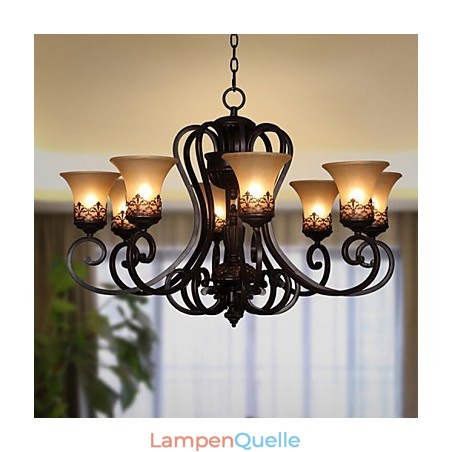 Kronleuchter Pendelleuchte 8 Lichter Vintage Country Island Metall + Glas Kronleuchter Pendelleuchte 8 Lichter Vintage Country Island Metall + Glas