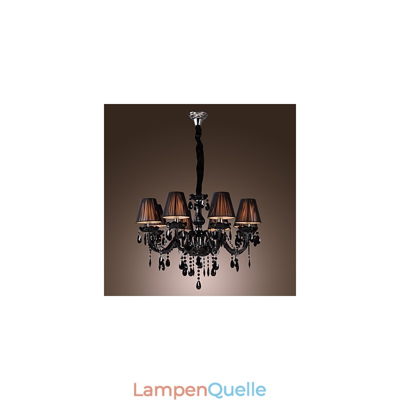 Kronleuchter Luxus Modern Schwarz Kristall Wohnzimmer 8 Lichter
