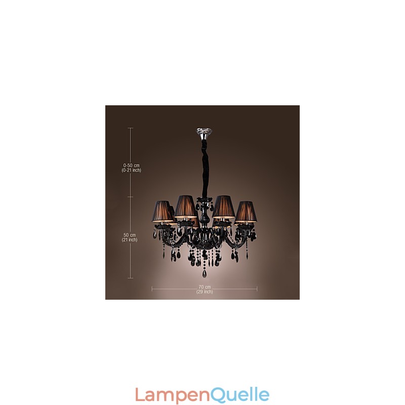 Kronleuchter Luxus Modern Schwarz Kristall Wohnzimmer 8 Lichter