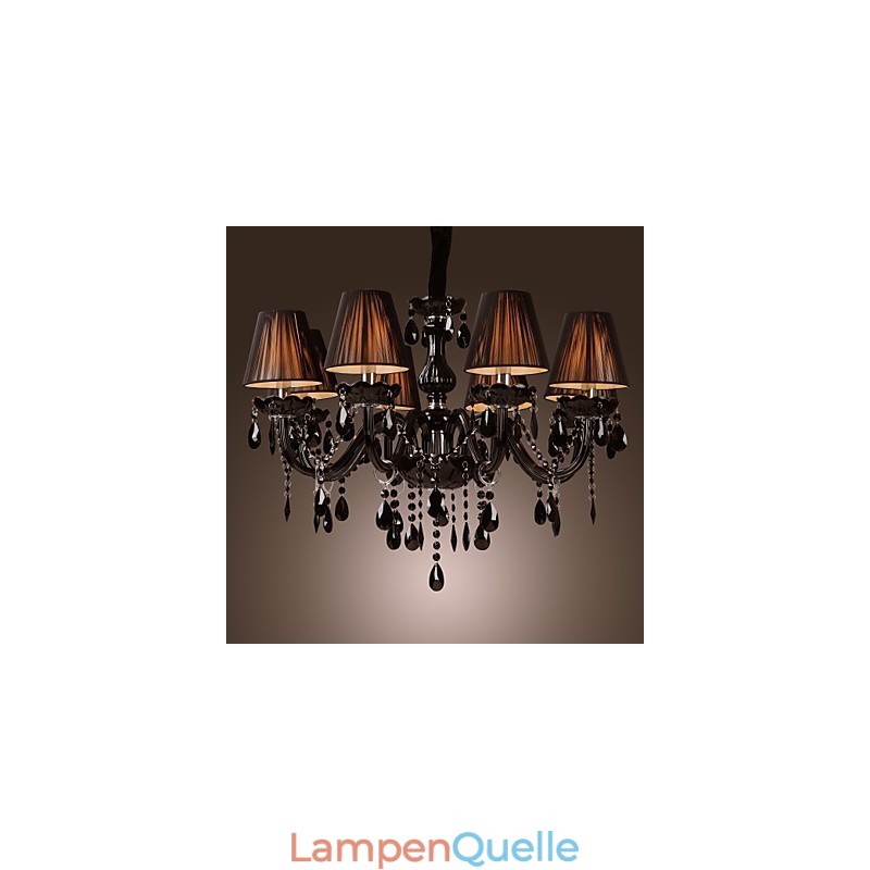 Kronleuchter Luxus Modern Schwarz Kristall Wohnzimmer 8 Lichter