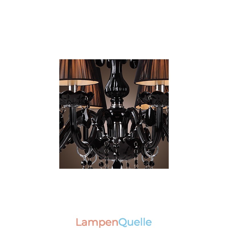 Kronleuchter Luxus Modern Schwarz Kristall Wohnzimmer 8 Lichter