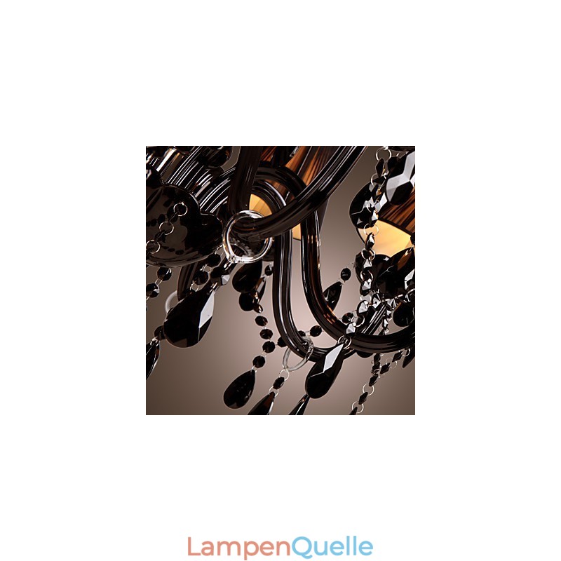 Kronleuchter Luxus Modern Schwarz Kristall Wohnzimmer 8 Lichter