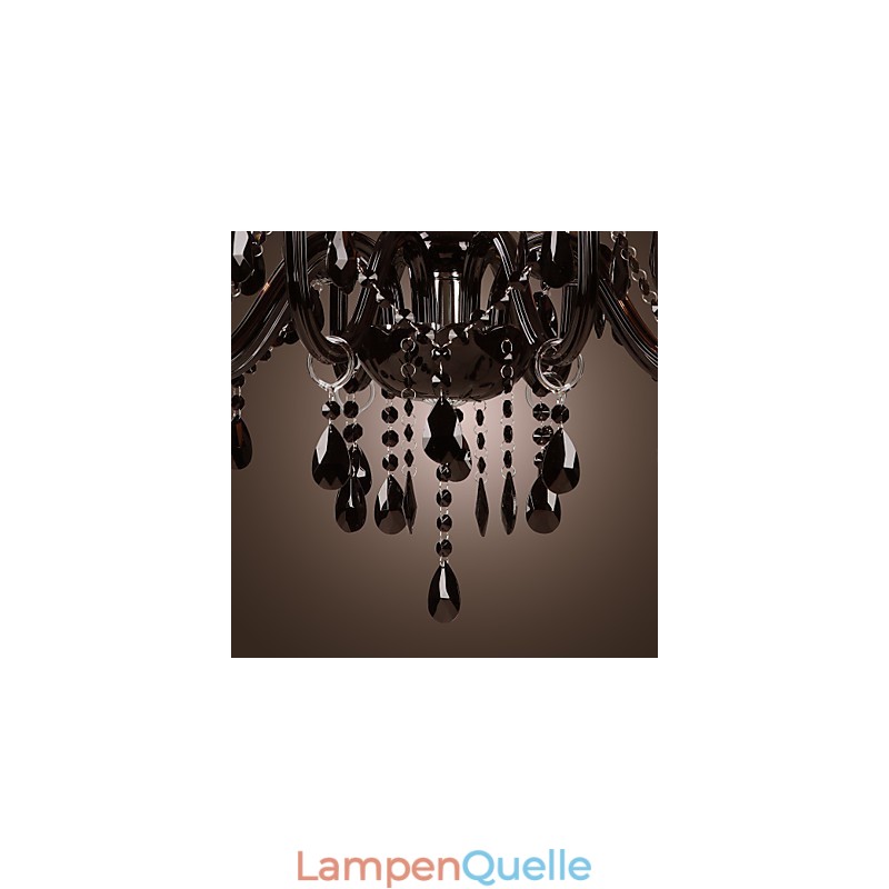 Kronleuchter Luxus Modern Schwarz Kristall Wohnzimmer 8 Lichter
