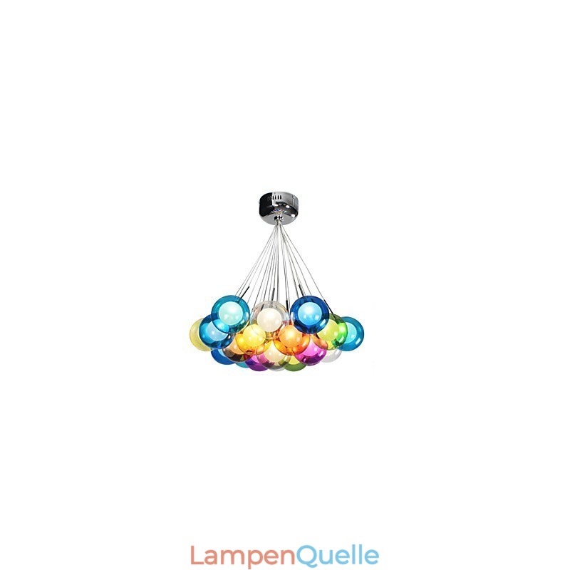 Moderne Bubble Globe Pendelleuchte aus farbigem Glas mit 19 Lichtern
