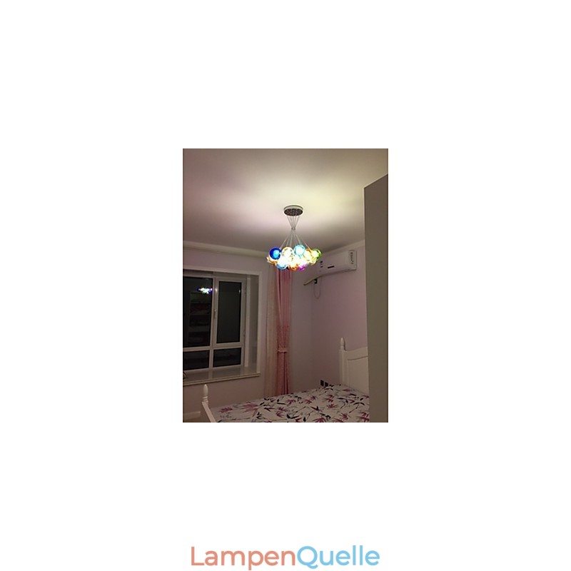 Moderne Bubble Globe Pendelleuchte aus farbigem Glas mit 19 Lichtern