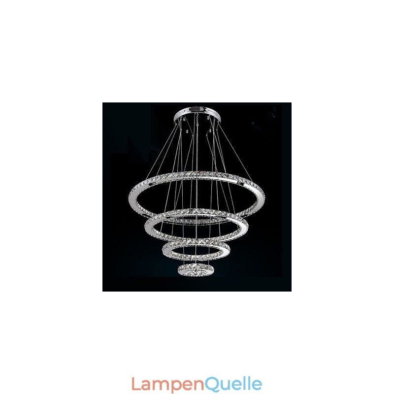 Moderne Pendelleuchte aus klarem Kristall, Deckenleuchter, Lampe mit D100CM + D80CM + D60CM + D40CM