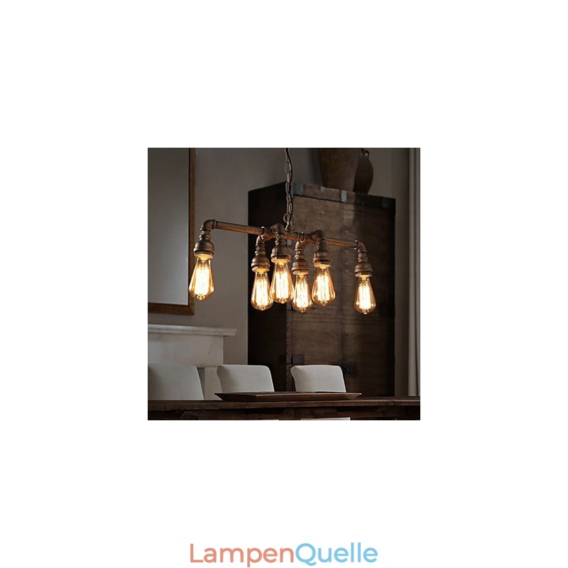 Edison Retro Loft Stil Vintage Industrielle Anhänger Licht Metall Wasser Rohr Leuchte Lampara Colgantes