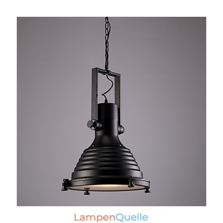 Schwarze Retro-Hängelampe aus Eisen und Glasschirm Schwarze Retro-Hängelampe aus Eisen und Glasschirm