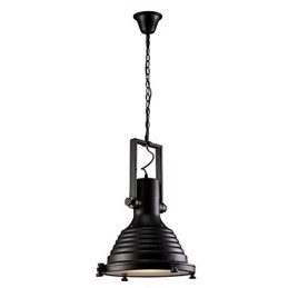 Schwarze Retro-Hängelampe aus Eisen und Glasschirm