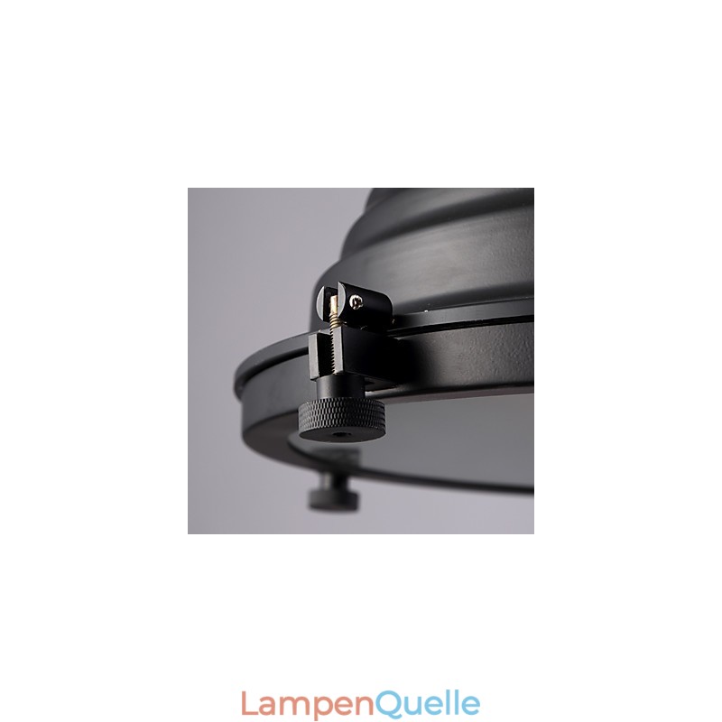Schwarze Retro-Hängelampe aus Eisen und Glasschirm