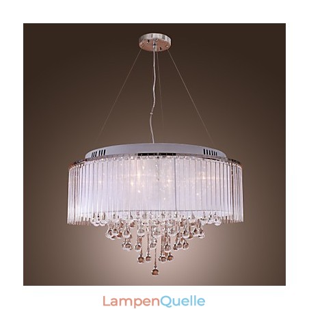 Moderne zeitgenössische Trommel Kristall galvanisierte Pendelleuchte Moderne zeitgenössische Trommel Kristall galvanisierte Pendelleuchte