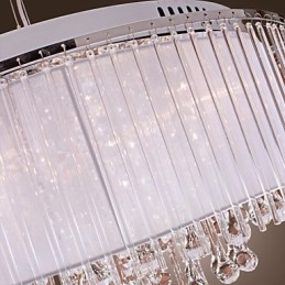 Moderne zeitgenössische Trommel Kristall galvanisierte Pendelleuchte