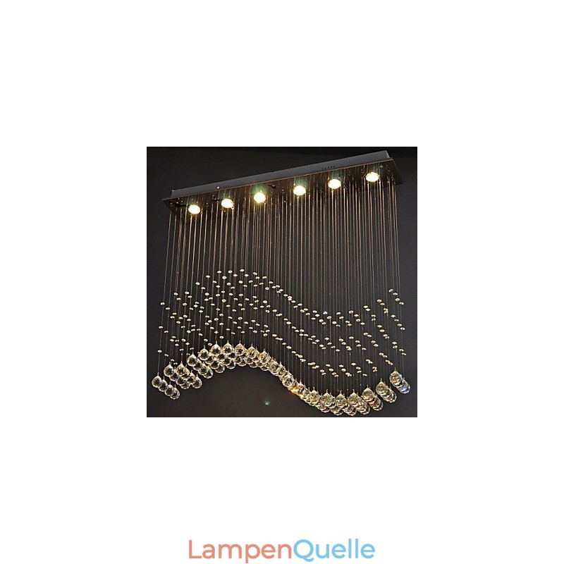 Pendelleuchte 6 Lichter Moderne Silber Canpoy Transparent Crystal Waves Deckenleuchten