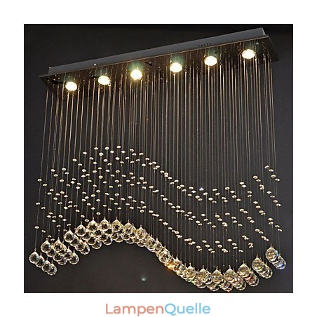 Pendelleuchte 6 Lichter Moderne Silber Canpoy Transparent Crystal Waves Deckenleuchten Pendelleuchte 6 Lichter Moderne Silber Canpoy Transparent Crystal Waves Deckenleuchten