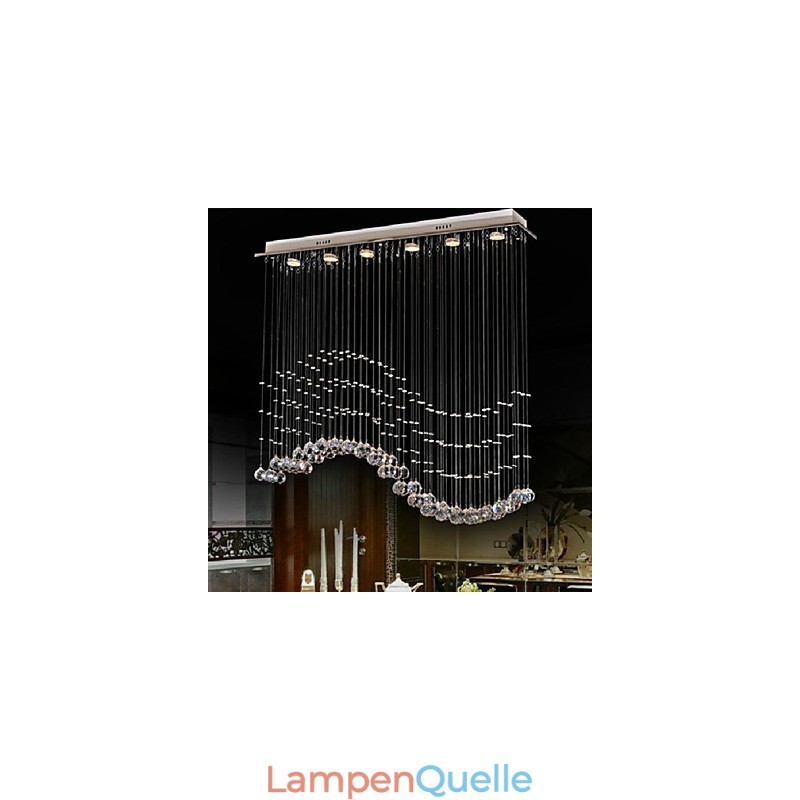 Pendelleuchte 6 Lichter Moderne Silber Canpoy Transparent Crystal Waves Deckenleuchten