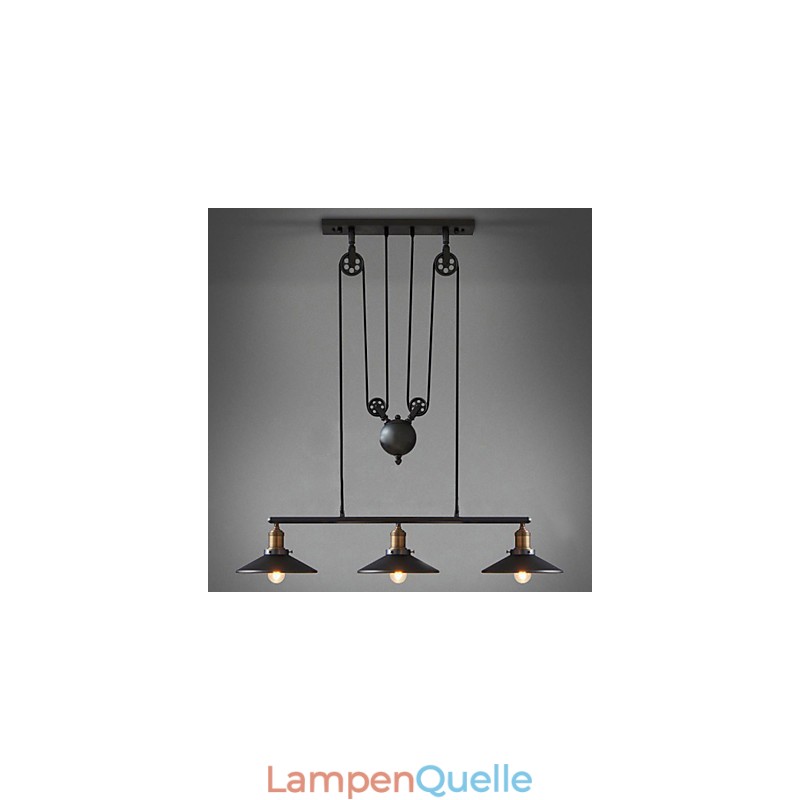 Pendelleuchten Vintage 3 Lichter ST64 Glühbirnen inklusive Up- und Down-System
