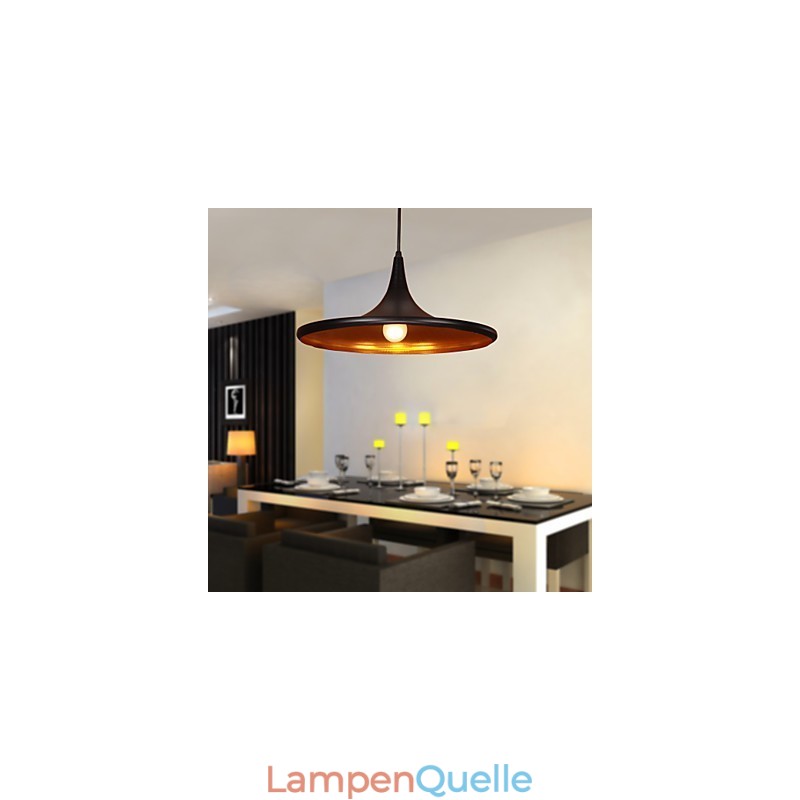 Moderne Pendelleuchte aus Aluminium mit schwarzem Schirm