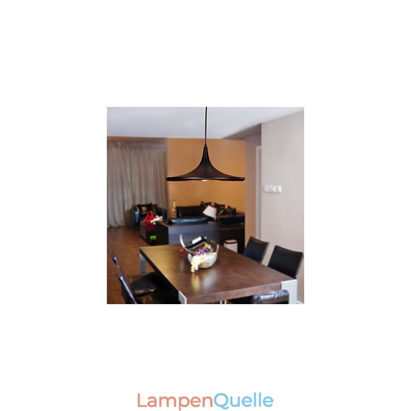 Moderne Pendelleuchte aus Aluminium mit schwarzem Schirm
