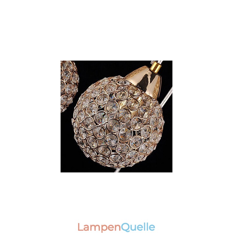 Moderne zeitgenössische Pendelleuchte aus galvanisiertem Metall mit Kugelkristallen