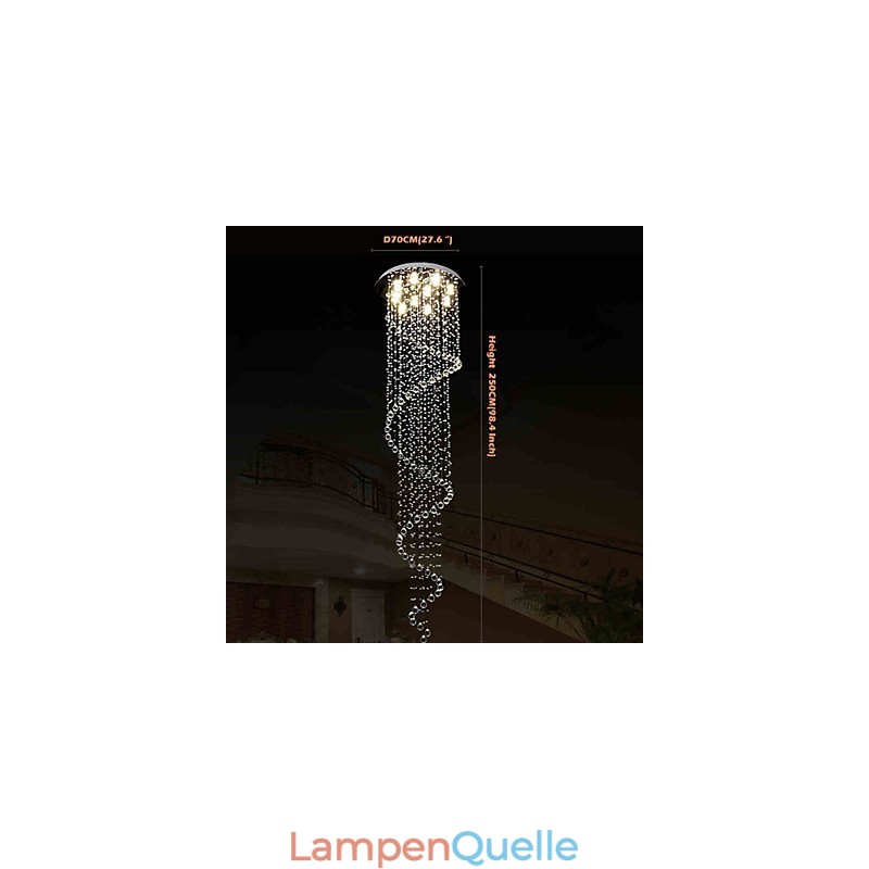 Moderne Kristall Pendelleuchte Kronleuchter Beleuchtung Lampen Leuchten mit Einzelner Spirale D70CM H250CM