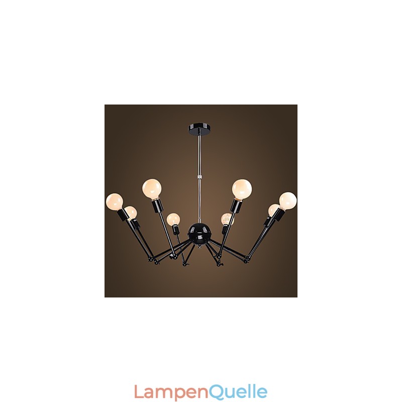 American Loft Black Lights Iron Spider Kronleuchter mit 12 Köpfen