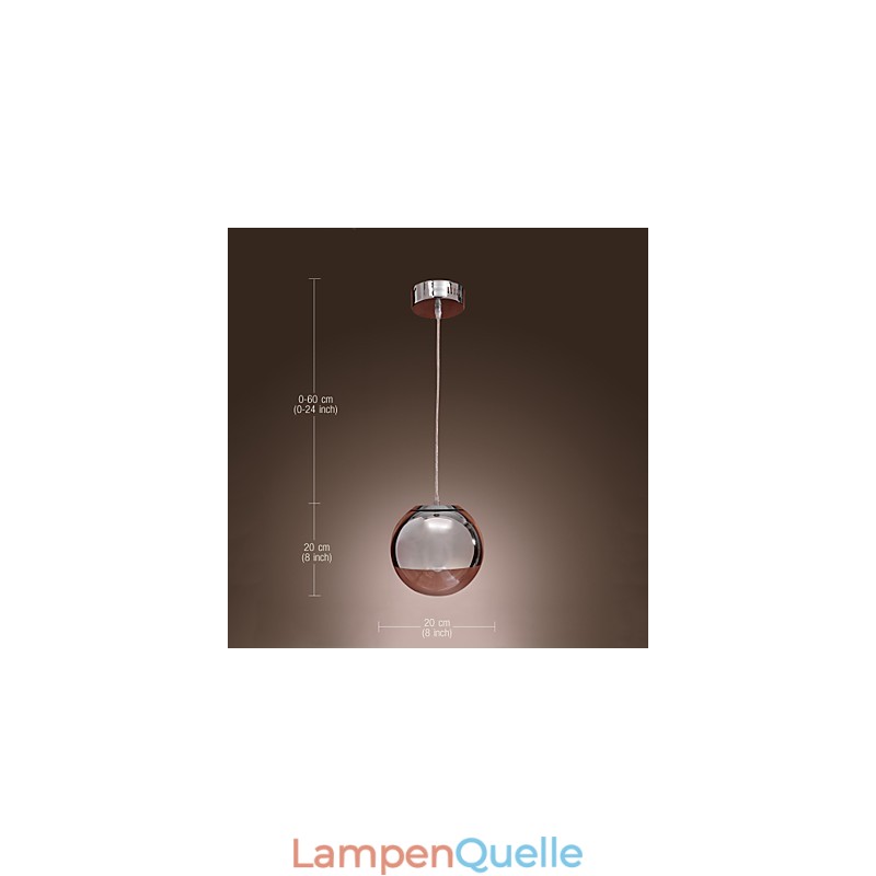Moderne Pendelleuchte im Globe-Mini-Stil aus verchromtem Metall