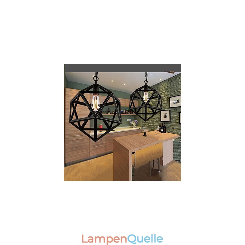 Retro Industrielle Lampe Droplight Hexaeder künstlerische Originalität Schmiedeeisen Pendelleuchte