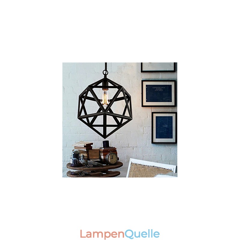 Retro Industrielle Lampe Droplight Hexaeder künstlerische Originalität Schmiedeeisen Pendelleuchte