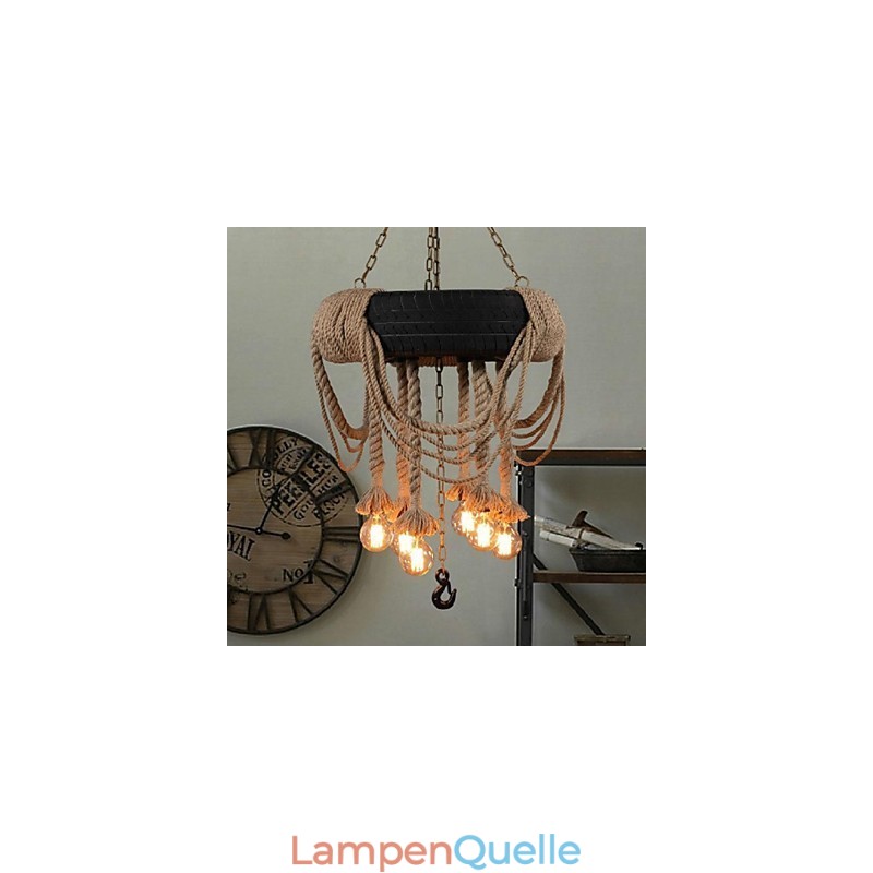 Hängelampe aus Kunststoff im Vintage-Stil mit Malerei
