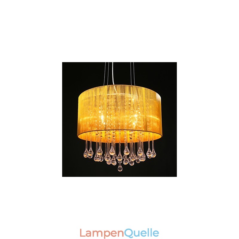 Trommel-Anhänger, modern, 4 Lichter, gewundener Lampenschirm, Kristall-Kronleuchter, Kronleuchter, modernes minimalistisches Design