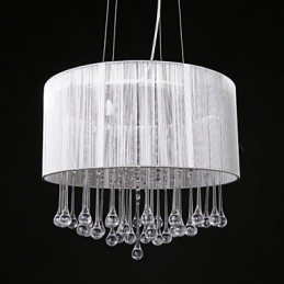 Trommel-Anhänger, modern, 4 Lichter, gewundener Lampenschirm, Kristall-Kronleuchter, Kronleuchter, modernes minimalistisches Design