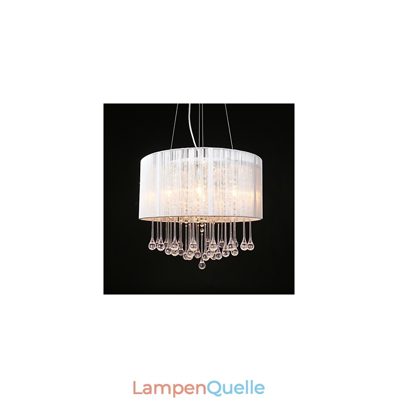 Trommel-Anhänger, modern, 4 Lichter, gewundener Lampenschirm, Kristall-Kronleuchter, Kronleuchter, modernes minimalistisches Design