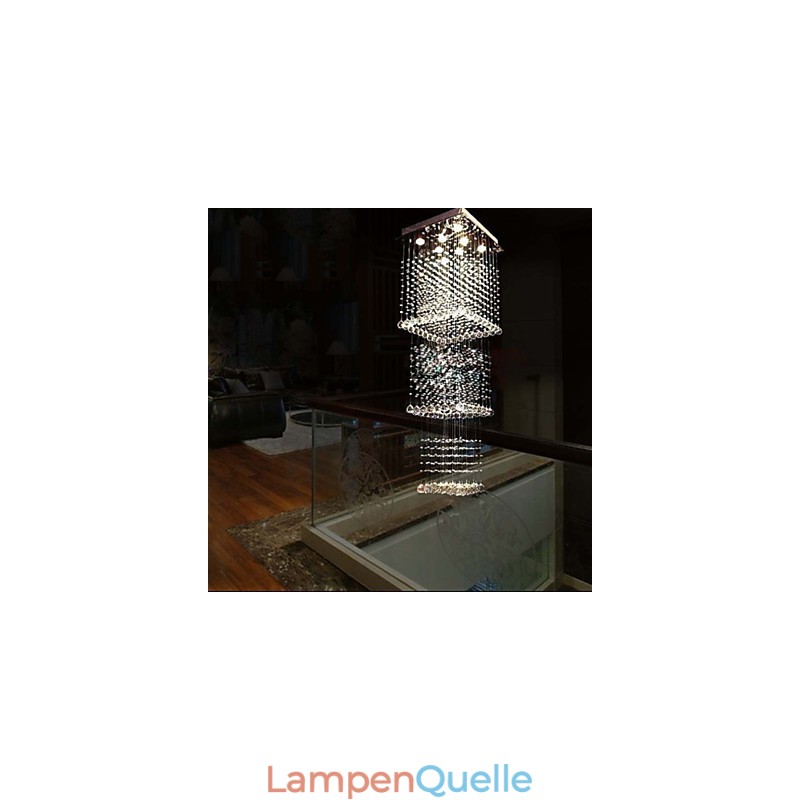 Deckenkristall-Pendelleuchten Beleuchtung 8 Lichter Moderne luxuriöse silberne Canpoy K9 Clear Crystal Fixtures