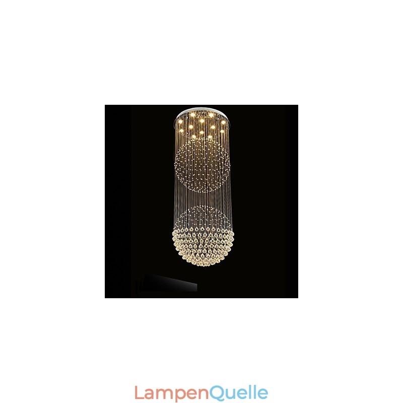 Pendelleuchte Moderner Kristall-Kronleuchter 12 Lichter Silber Canpoy Klare Kristallkugel Deckenleuchten