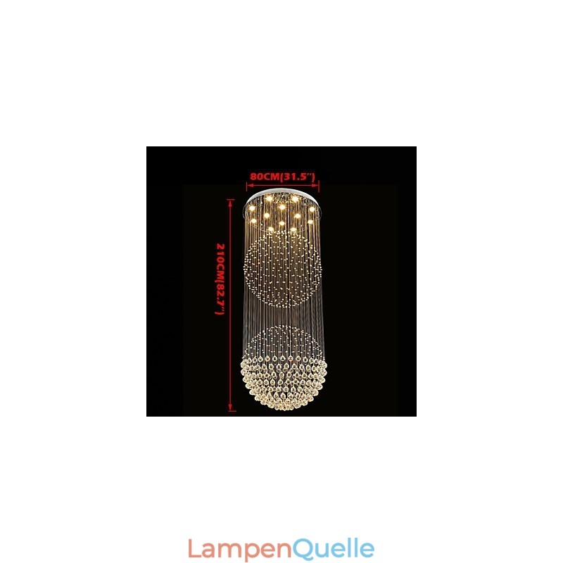 Pendelleuchte Moderner Kristall-Kronleuchter 12 Lichter Silber Canpoy Klare Kristallkugel Deckenleuchten