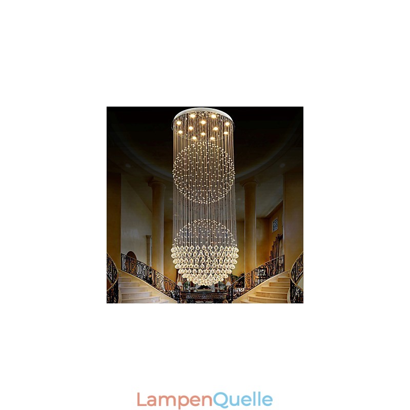 Pendelleuchte Moderner Kristall-Kronleuchter 12 Lichter Silber Canpoy Klare Kristallkugel Deckenleuchten