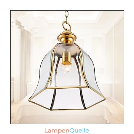 Kleine Pendelleuchte im amerikanischen Landhausstil, komplett aus Kupfer und einem Glas Kleine Pendelleuchte im amerikanischen Landhausstil, komplett aus Kupfer und einem Glas