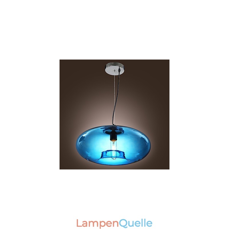 Pendelleuchte, modernes Design, blaues Glas, inklusive Glühbirne