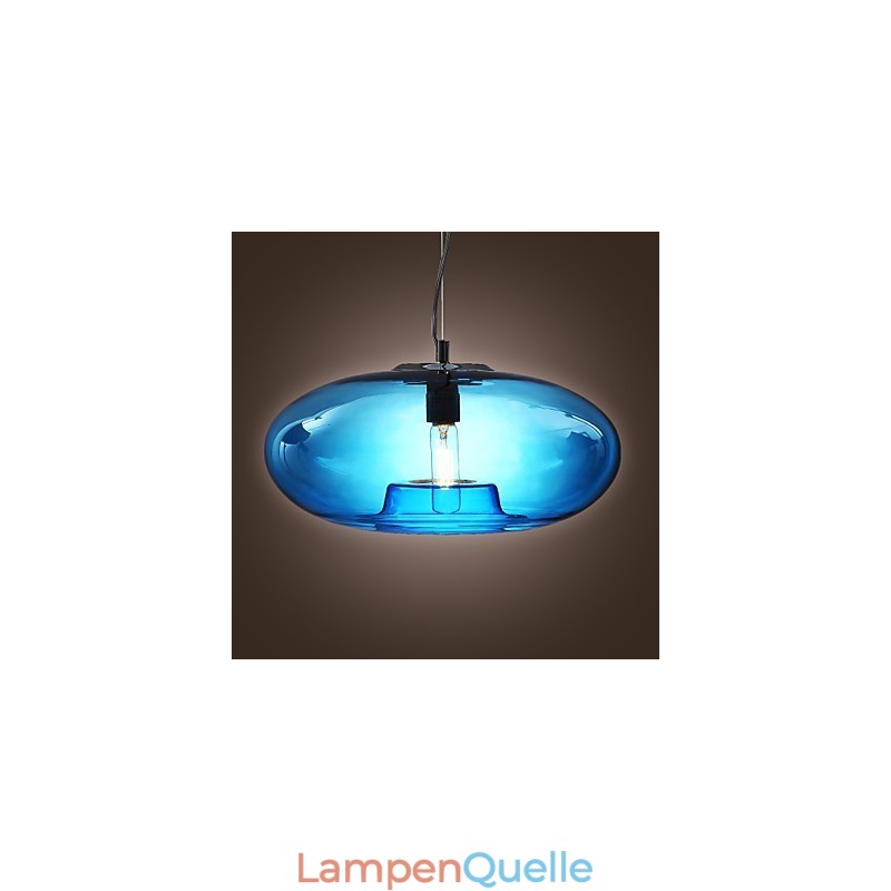 Pendelleuchte, modernes Design, blaues Glas, inklusive Glühbirne