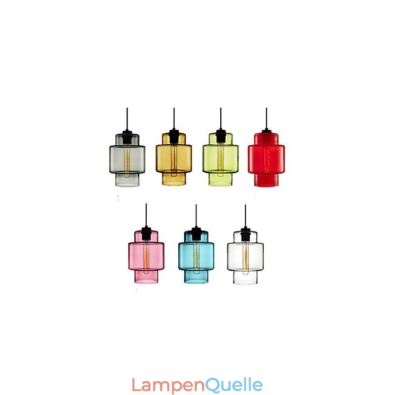 Kronleuchter-Pendelleuchte mit einem Kopf und Glasschirm (Grau, Gelb, Grün, Rot, Rosa, Blau, Weiß)