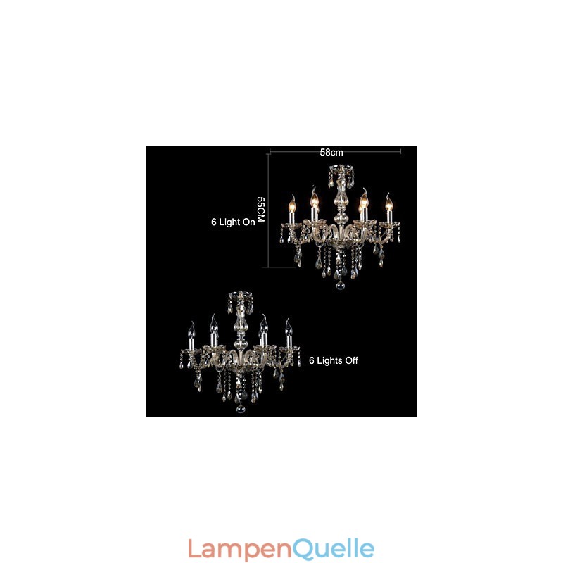 6 Lichter Luxus Kristall Kronleuchter Cognac Farbe K9 Kristall Kronleuchter