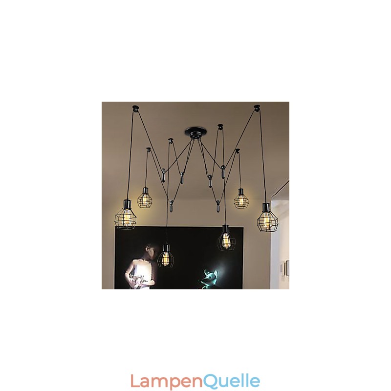 6 Lichter Country Designer Metall Pendelleuchte