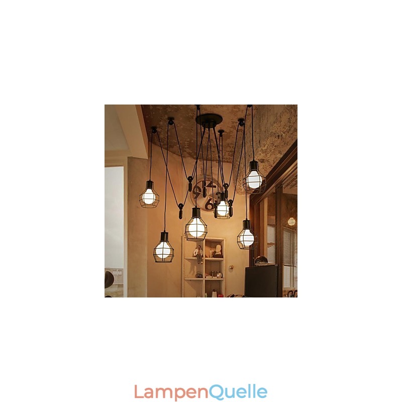 6 Lichter Country Designer Metall Pendelleuchte