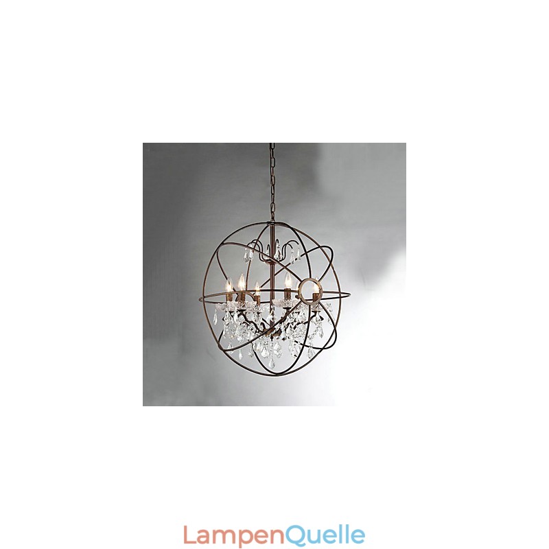 Vintage Crystal Painting Metal Chandelier