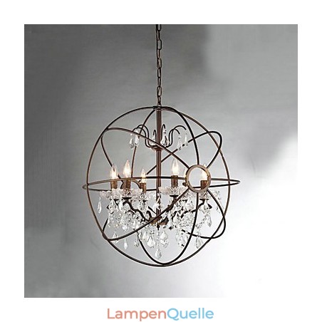 Vintage Crystal Painting Metal Chandelier