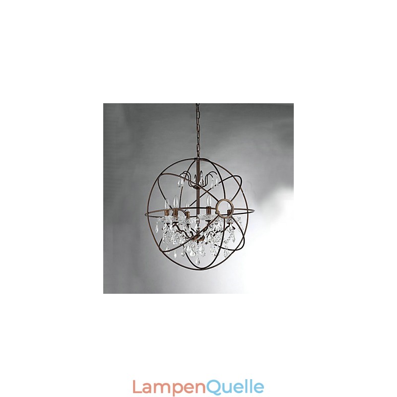 Vintage Crystal Painting Metal Chandelier