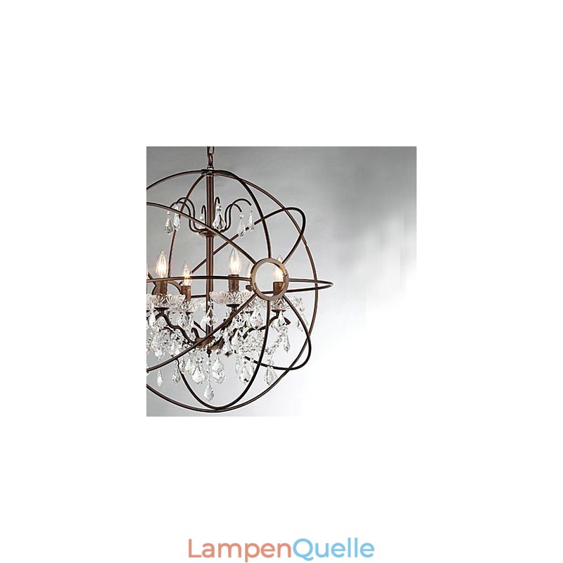 Vintage Crystal Painting Metal Chandelier