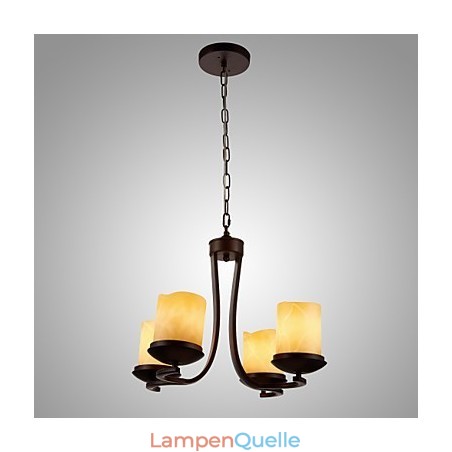 Kronleuchter aus Eisenmalerei mit Glasschirm, klassische Kerzenbeleuchtung, 4 Köpfe Kronleuchter aus Eisenmalerei mit Glasschirm, klassische Kerzenbeleuchtung, 4 Köpfe