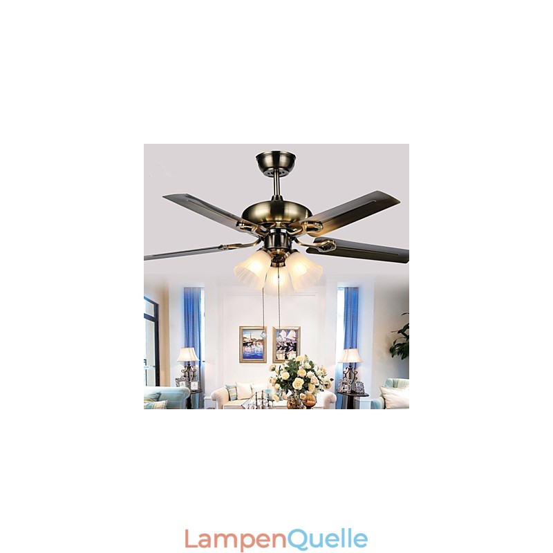 Deckenventilatoren Luxe Eco Moderner Deckenventilator mit Licht, 42-Zoll-Flügel, gebürstetes Stahl-Finish